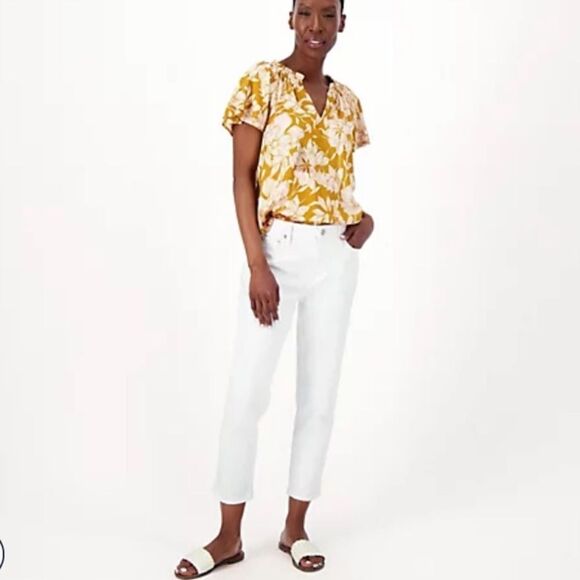 New Candace Cameron Bure Pacific white Denim Cropped Jeans Sz 18 WT - Picture 1 of 4